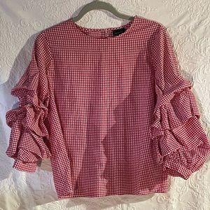 Who What Wear Red and White Gingham Women's Blouse Size Medium